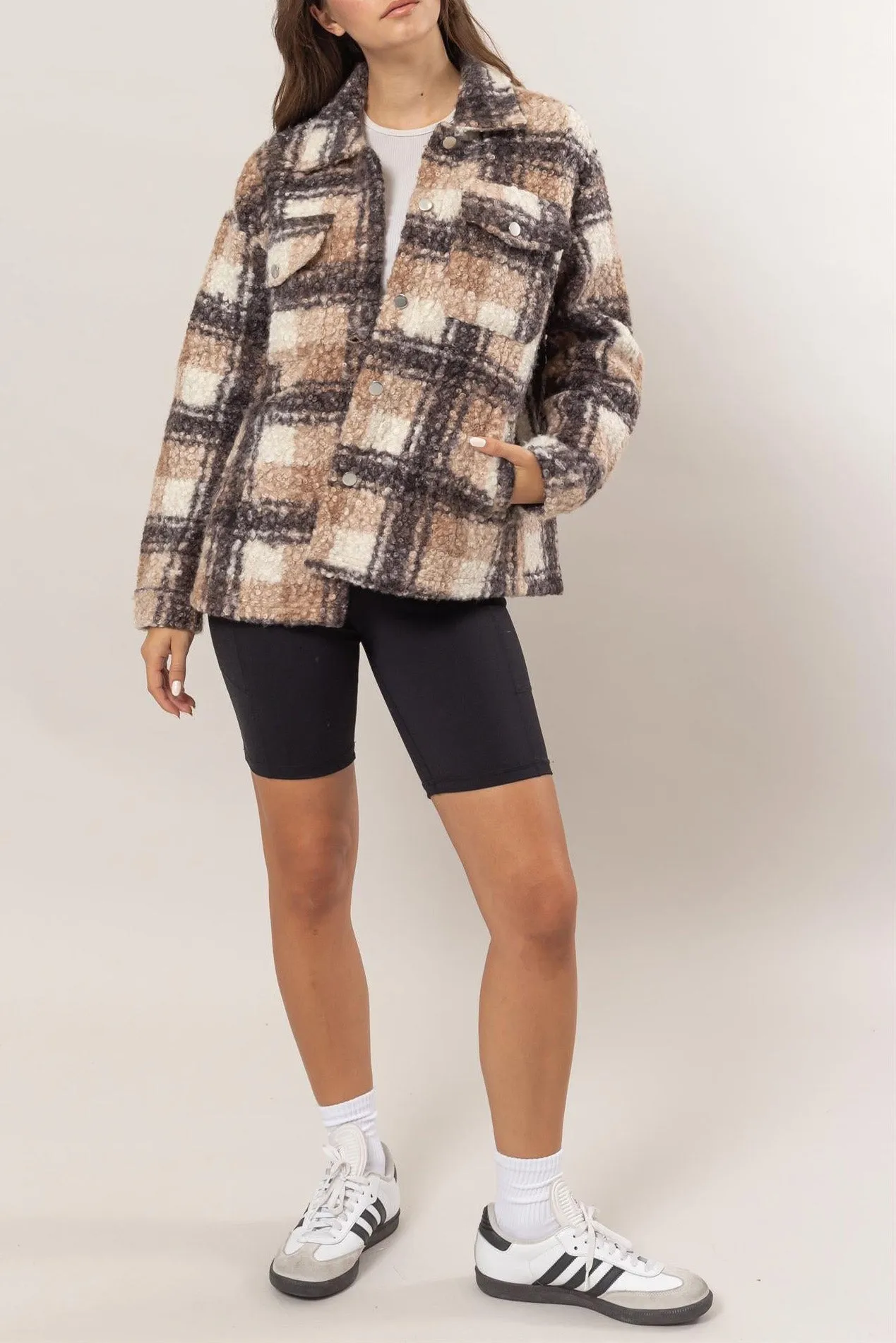 Plaid Boucle Shacket