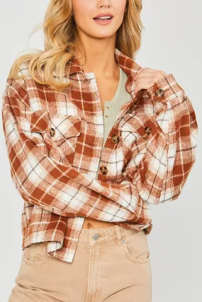 Plaid Button Down Crop Shacket