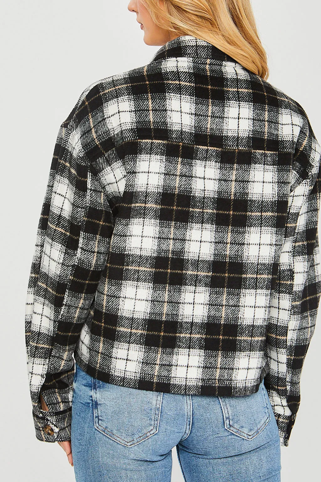 Plaid Button Down Crop Shacket