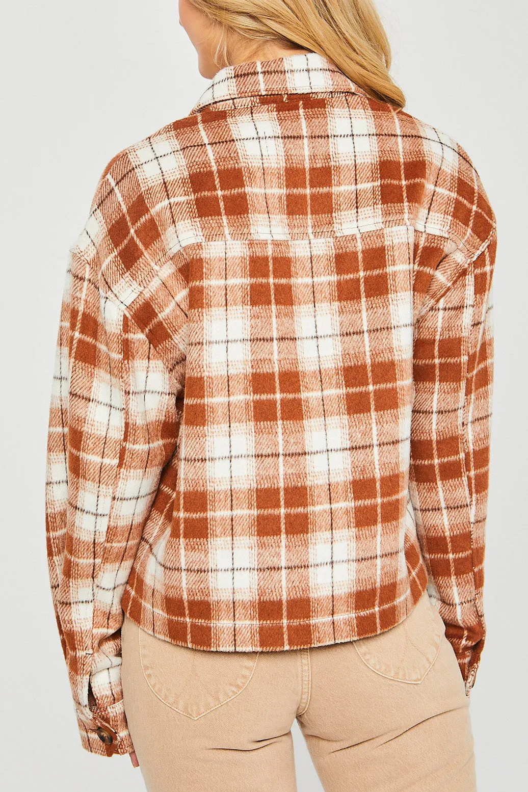 Plaid Button Down Crop Shacket