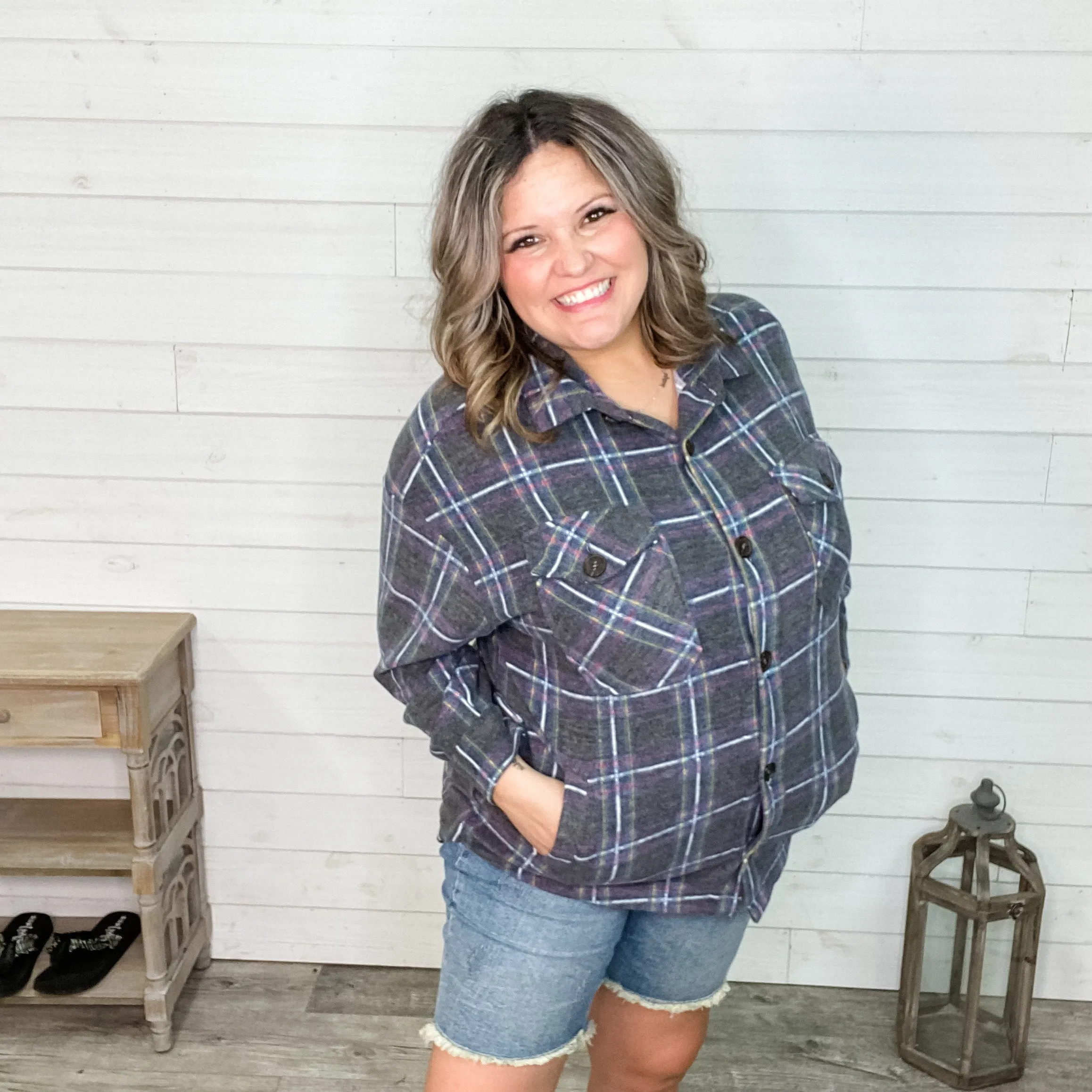 Plaid Oversized Shacket (Charcoal)