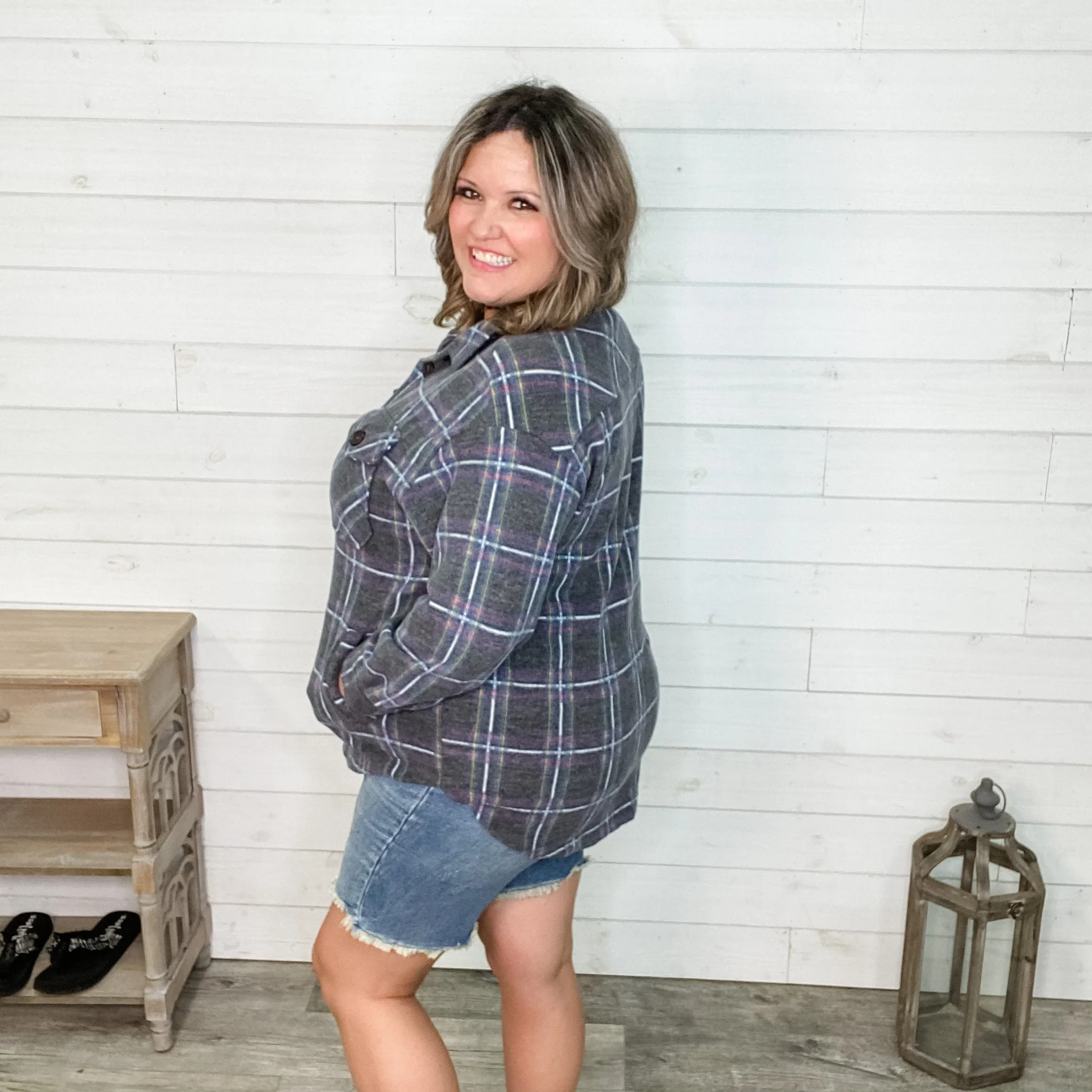 Plaid Oversized Shacket (Charcoal)