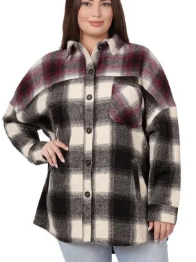 Plus Size Perfectly Aligned Two Tone Plaid Shacket