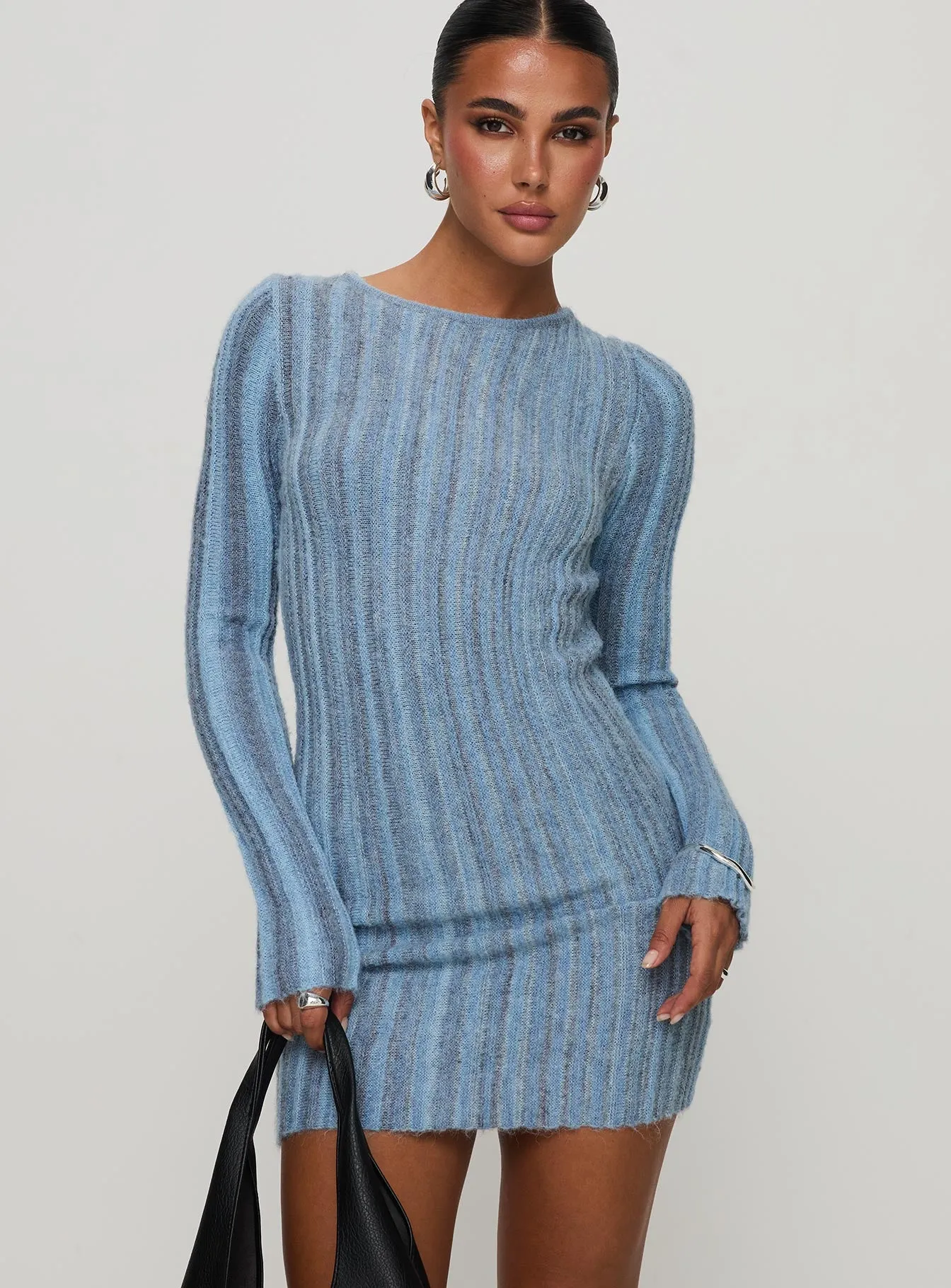 Postcodes Long Sleeve Mini Dress Blue