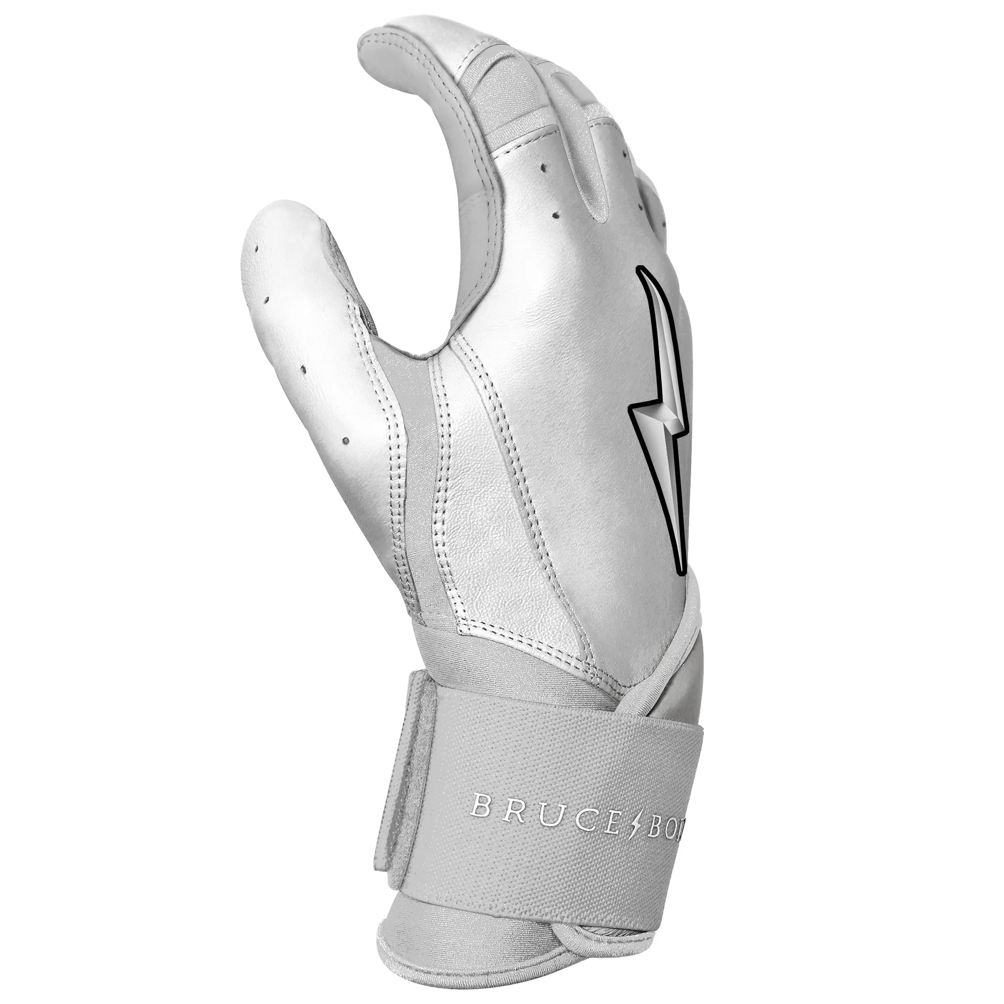 PREMIUM PRO CHROME Series Long Cuff Batting Gloves | WHITE