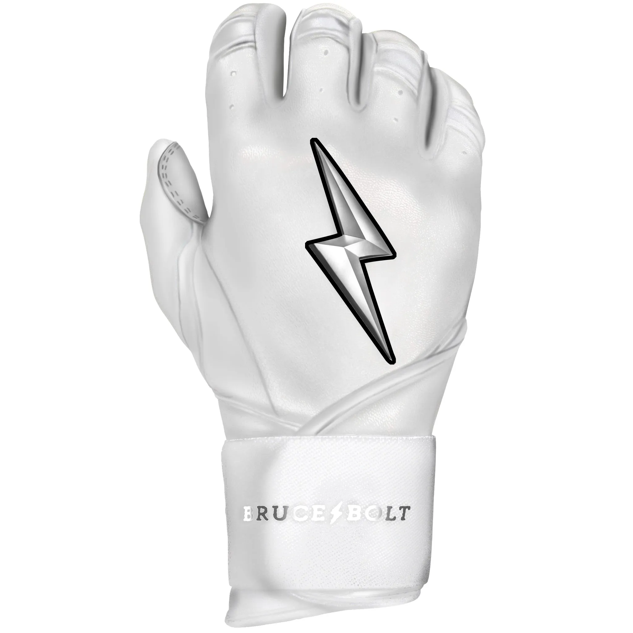 PREMIUM PRO CHROME Series Long Cuff Batting Gloves | WHITE