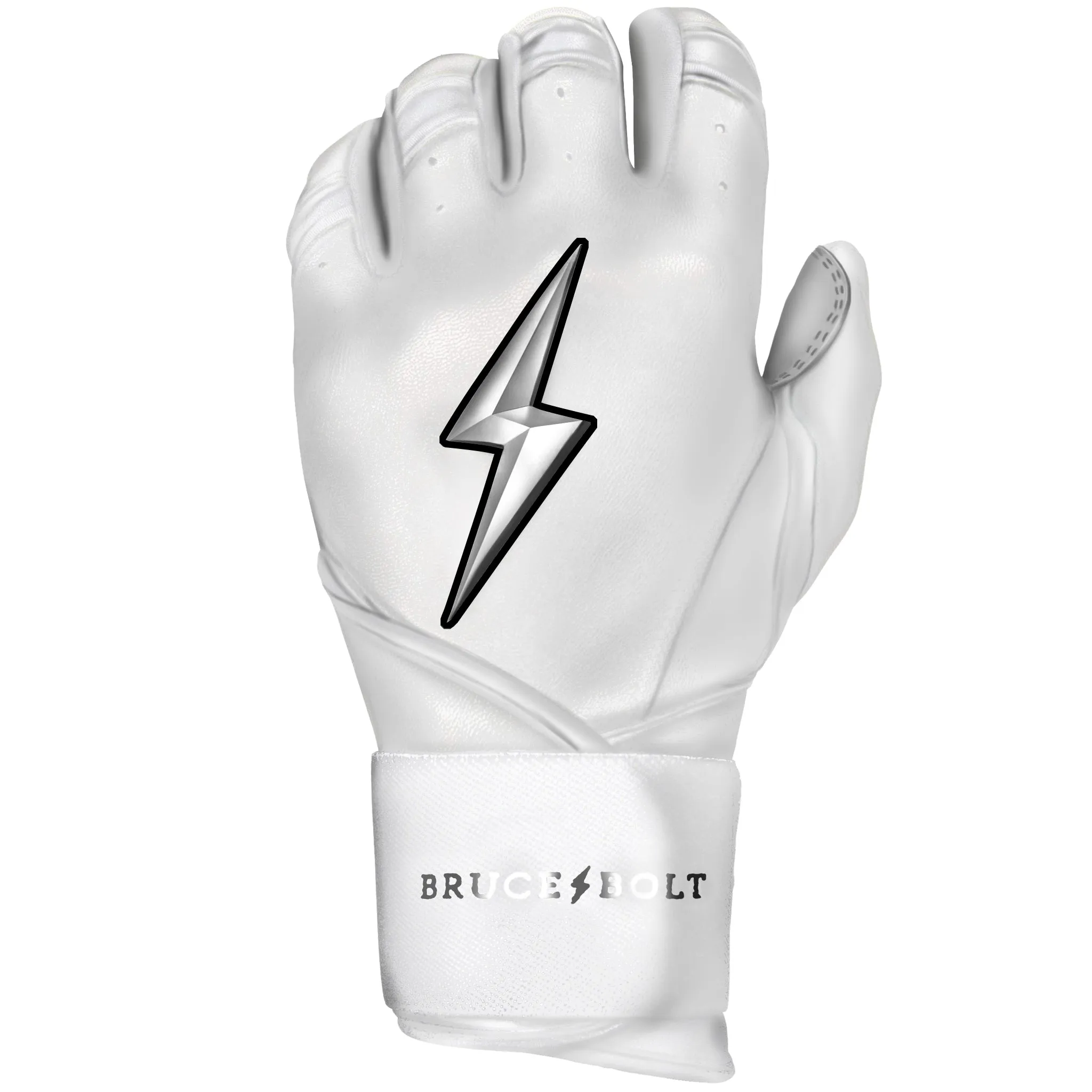 PREMIUM PRO CHROME Series Long Cuff Batting Gloves | WHITE