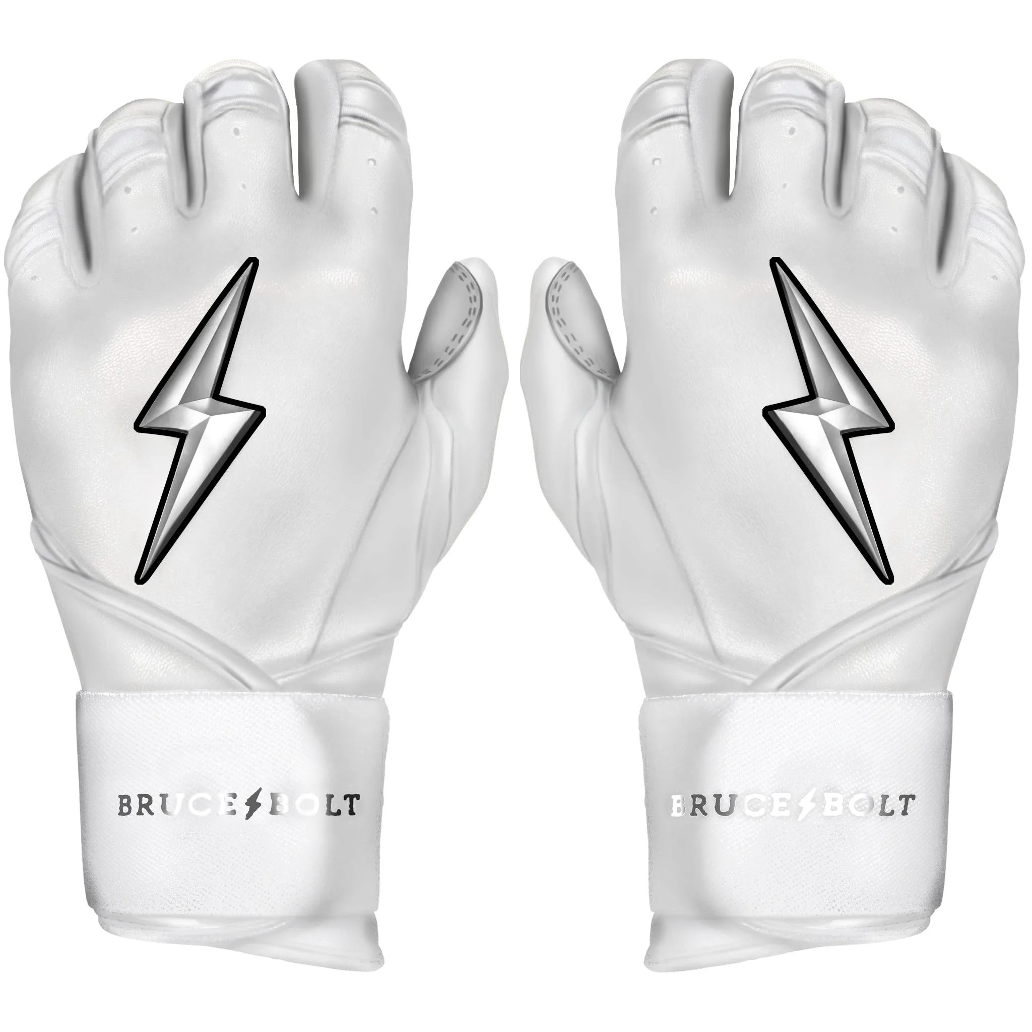 PREMIUM PRO CHROME Series Long Cuff Batting Gloves | WHITE