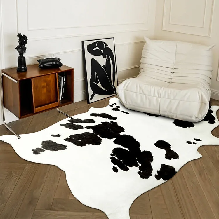 Premium White with Black Spots Faux Cowhide Rug