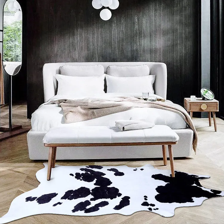 Premium White with Black Spots Faux Cowhide Rug