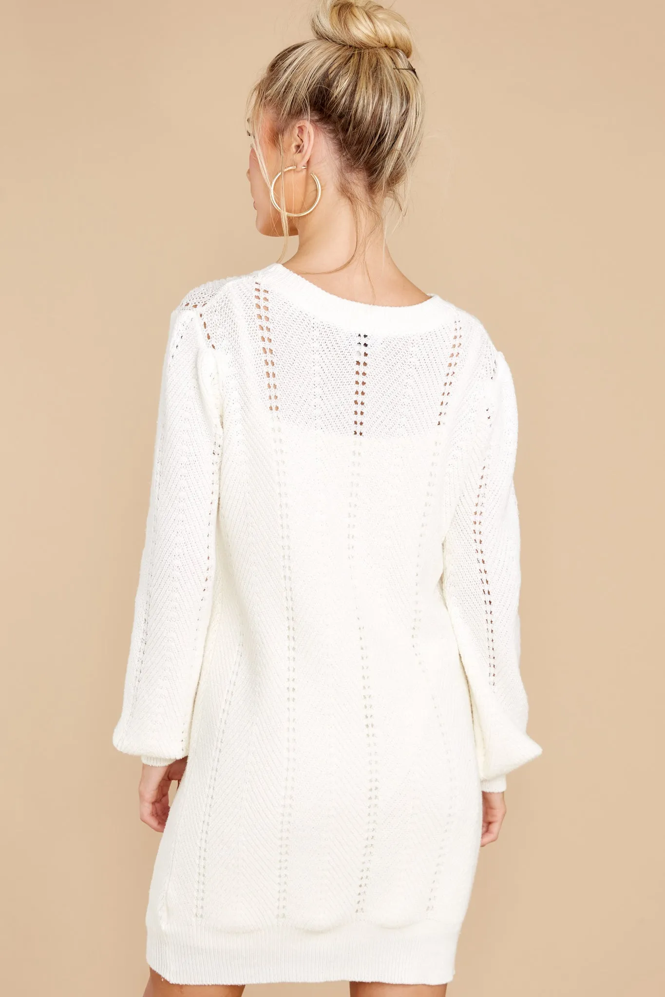 Pull Me Closer Ivory Sweater Dress