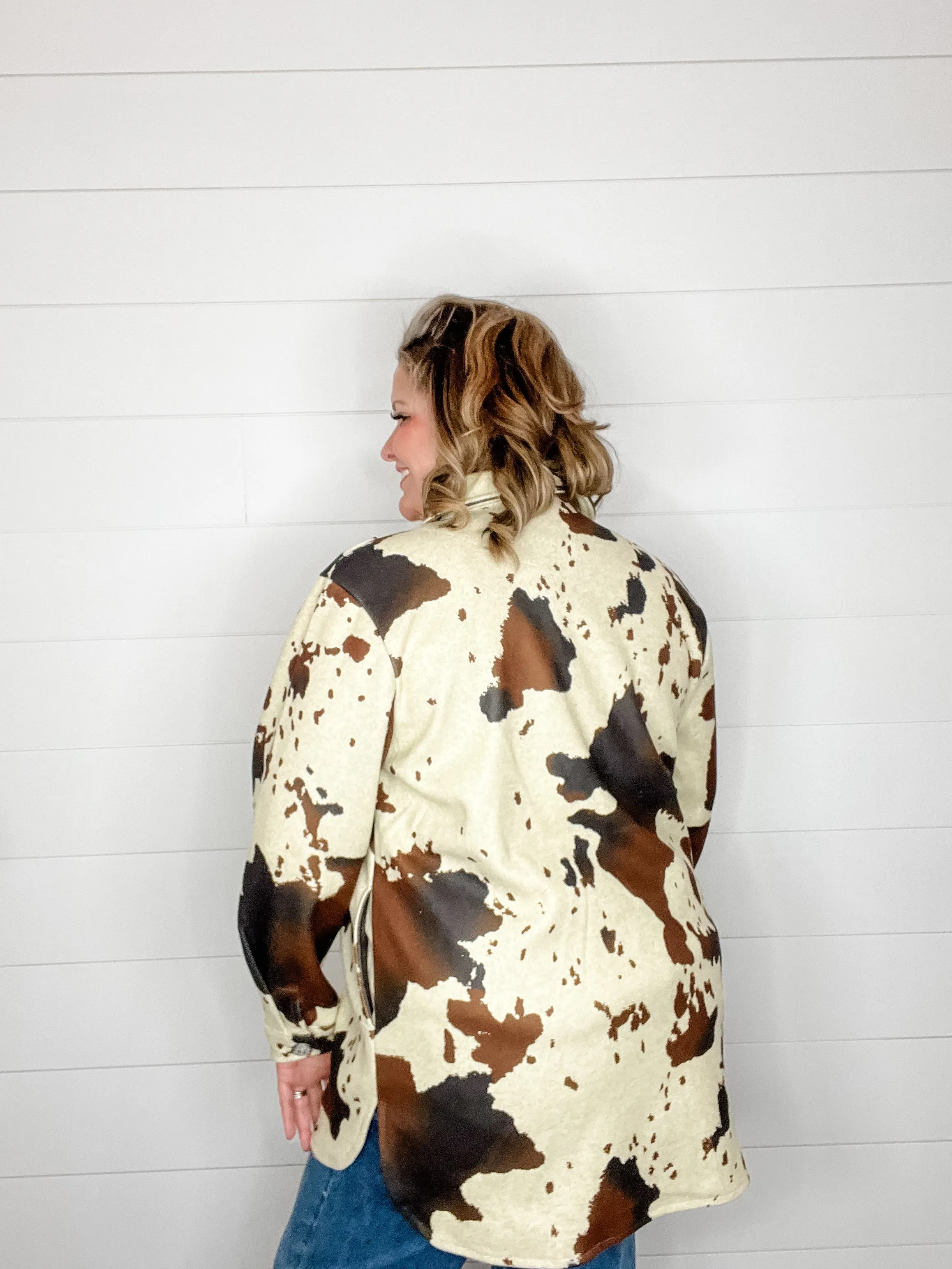 "Homegrown" Cow Print Shacket