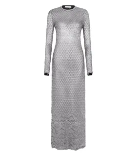 RABANNE Robe Silver Maxi Dress In Lurex