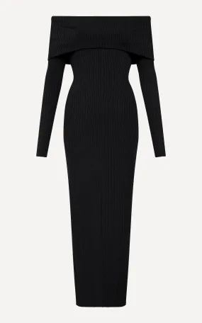 Ravine Rib Midi Dress | Black