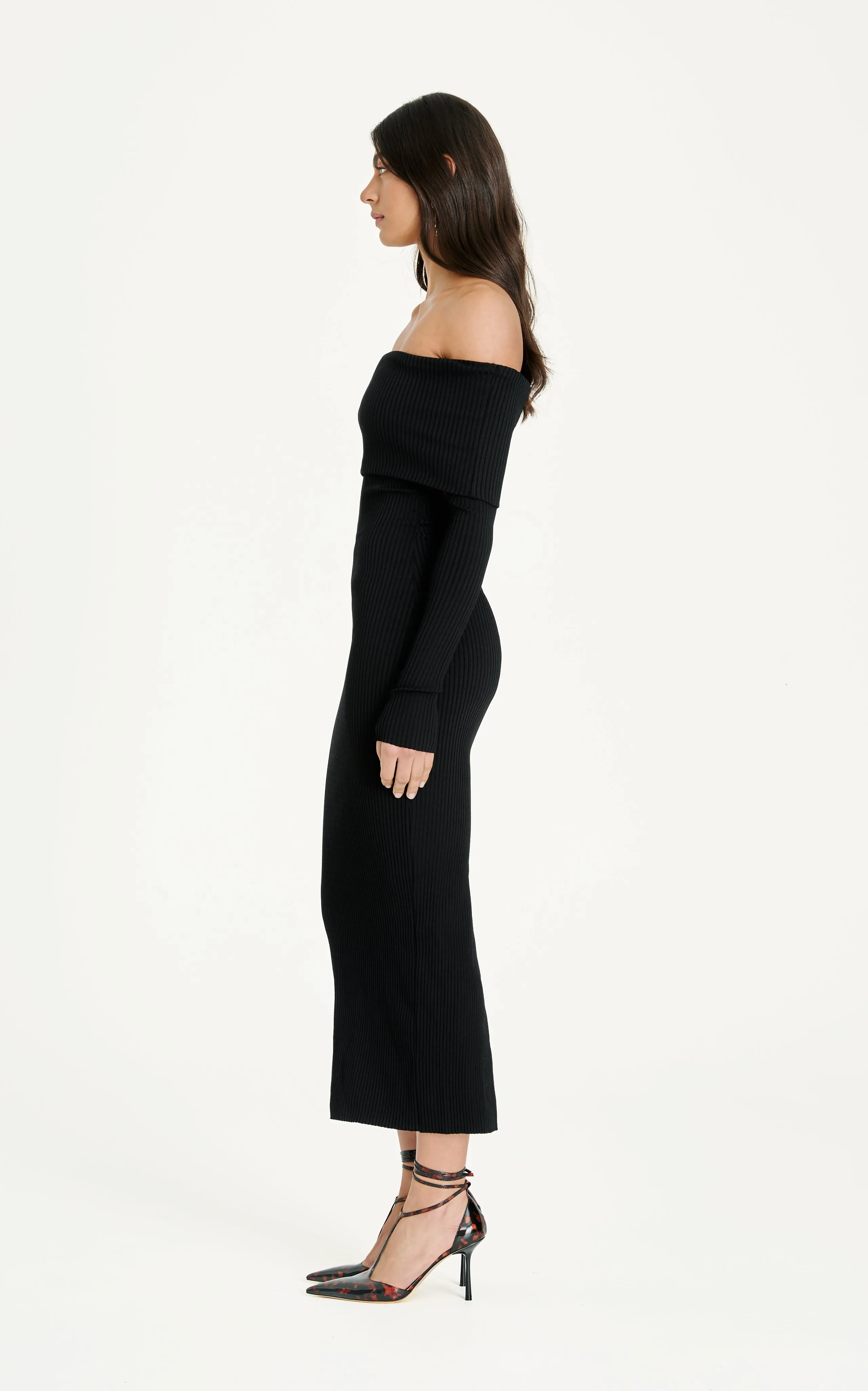 Ravine Rib Midi Dress | Black