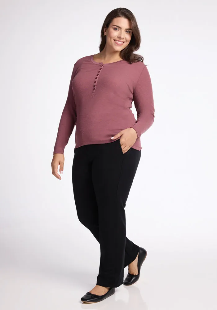 Reese Ribbed Henley - Wild Ginger