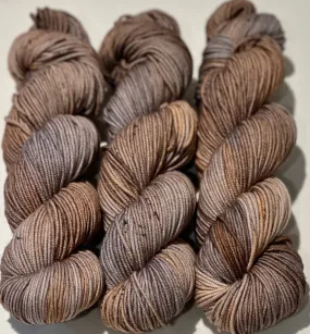 RESERVED for Marilee**Hand Dyed Yarn "Whippoorwill" Grey Brown Copper Silver Tan Caramel Beige Black Speckled Merino Worsted Superwash 218yds 100g