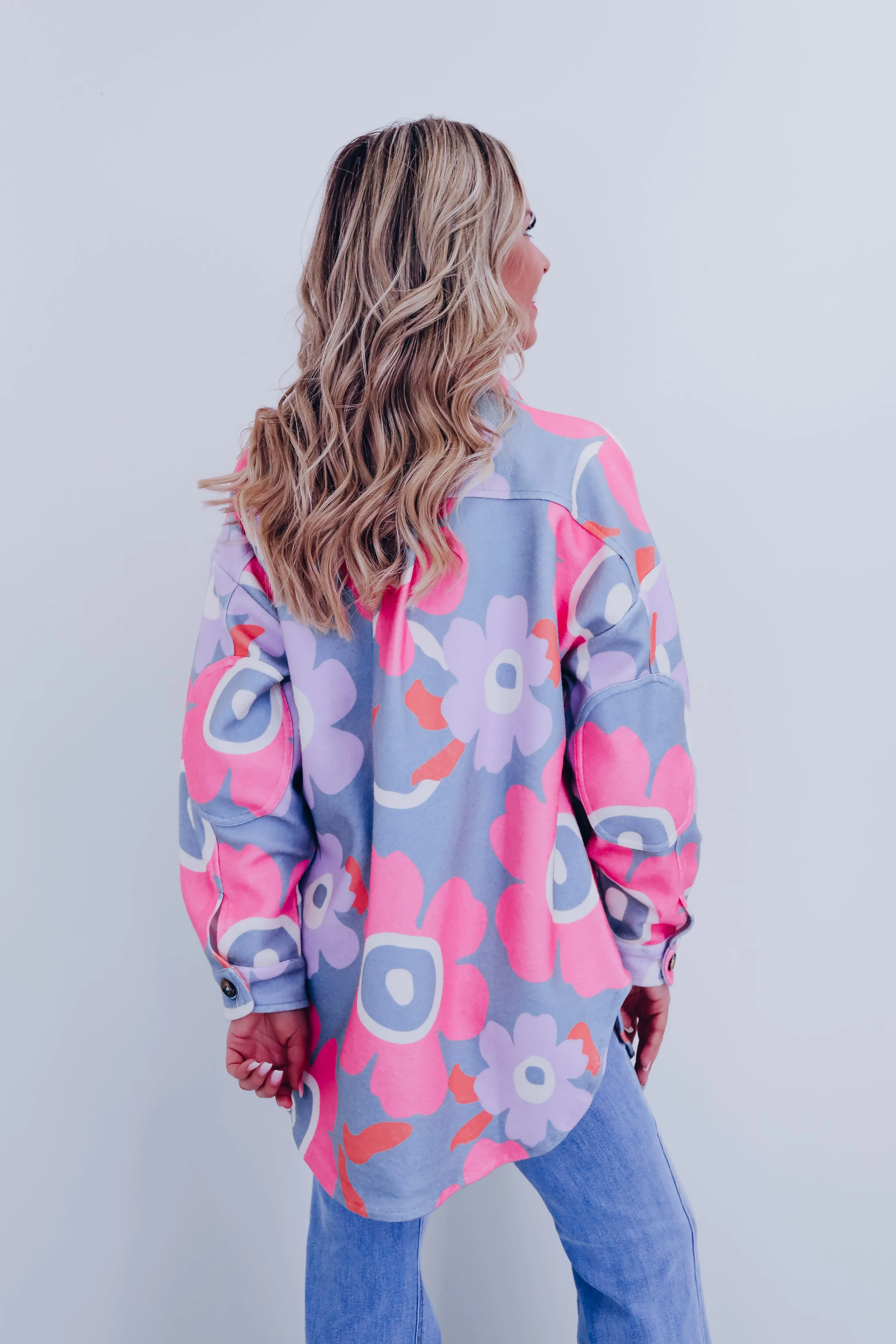 Retro Fun Floral Shacket - Pink