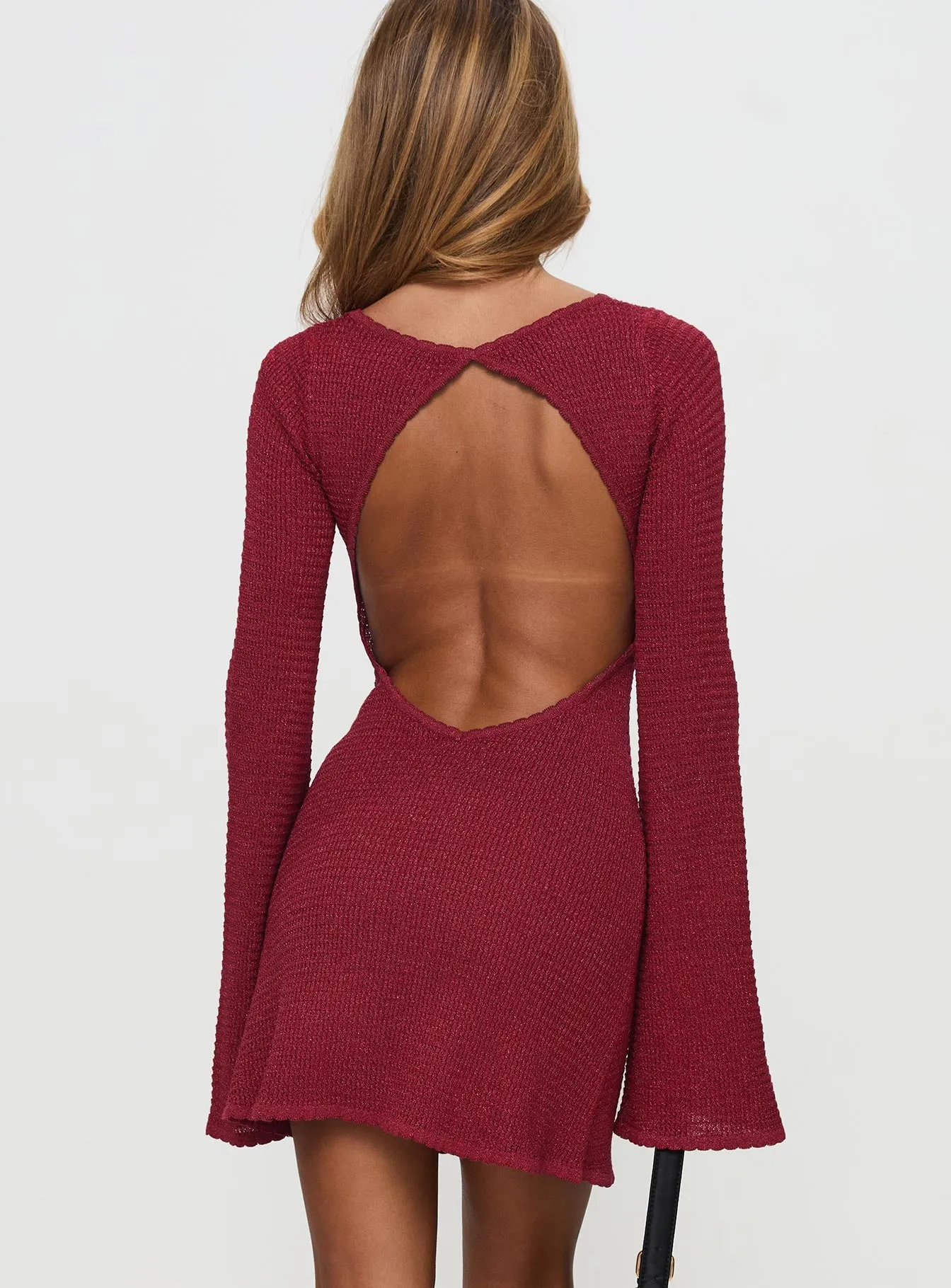 Rhapsody Long Sleeve Knit Mini Dress Red