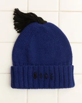 Roll-Up Tassel Beanie - Navy