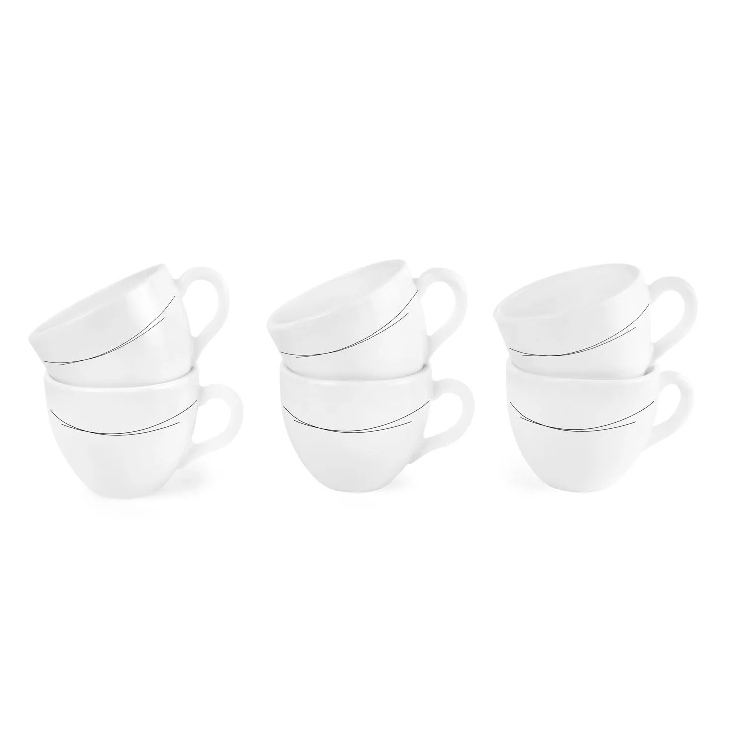 Royale Black Curves 6 Pieces Costa Cup & Saucer