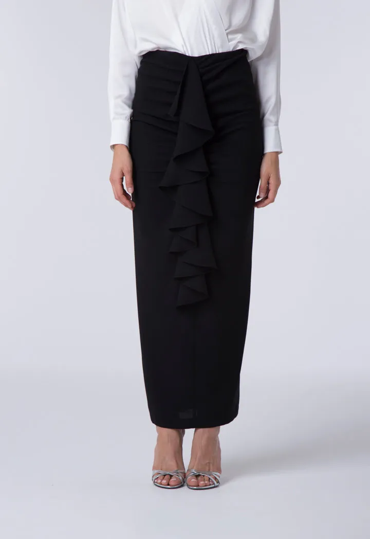 Ruffle Front Pencil Skirt