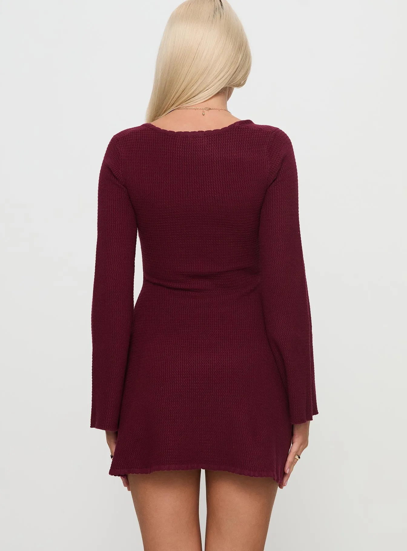 Sandyra Knit Mini Dress Maroon