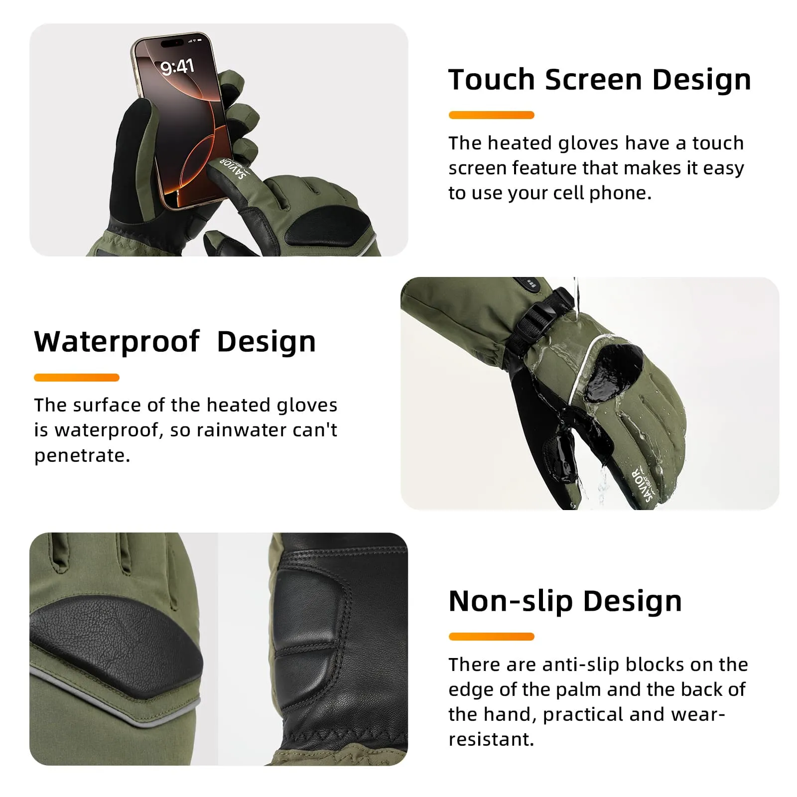 Savior Upgraded Heated Gloves 2.0 with Waterproof Goat Leather and Quick Charge