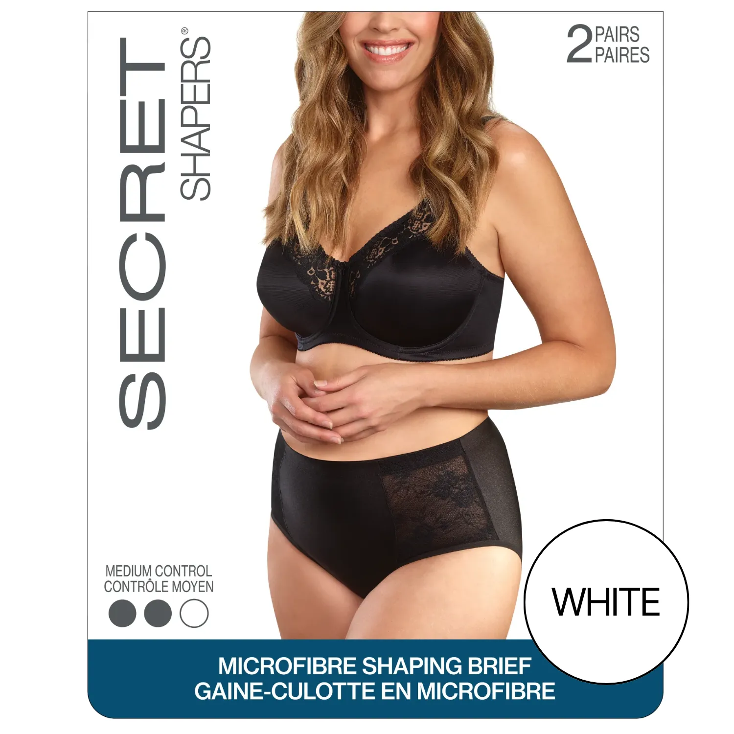 SECRET SHAPERS® Microfibre Shaping Brief with Lace - 2 Pairs