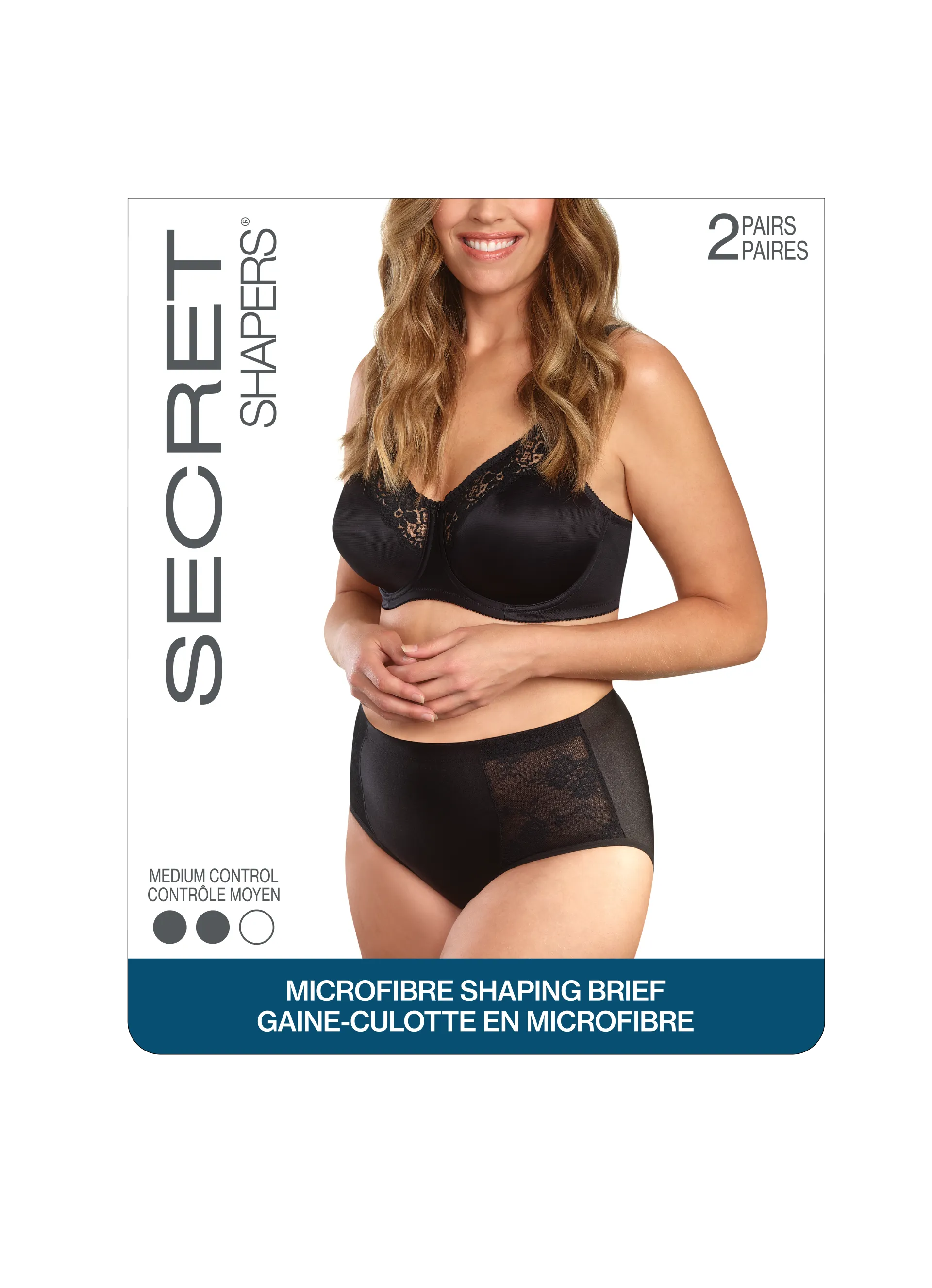 SECRET SHAPERS® Microfibre Shaping Brief with Lace - 2 Pairs