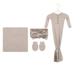 Shiloh Ribbed Newborn Headband Bundle (Gown)