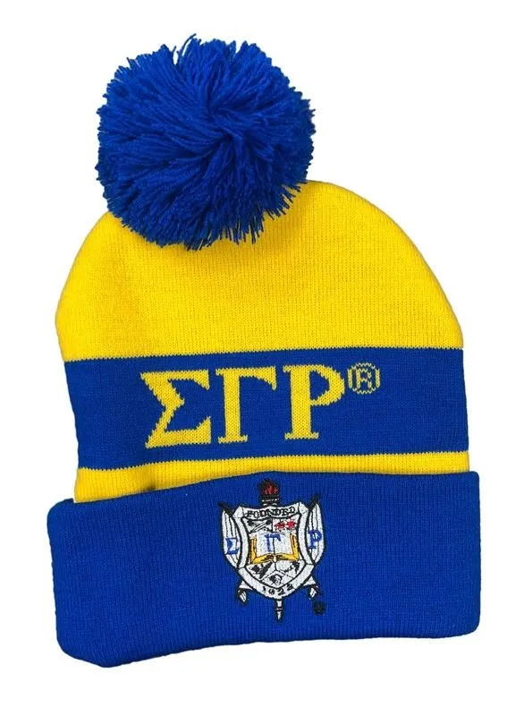 Sigma Gamma Rho Winter Knit Beanie w/Pompom