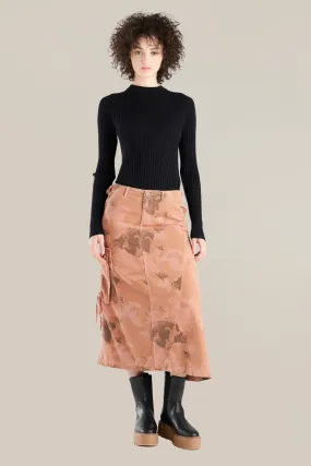 Silk asymmetric skirt in Sand Stone