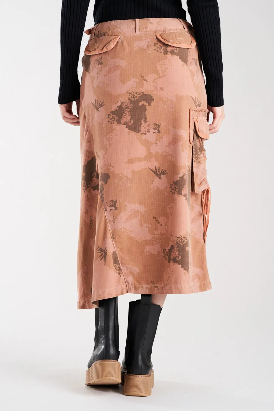 Silk asymmetric skirt in Sand Stone