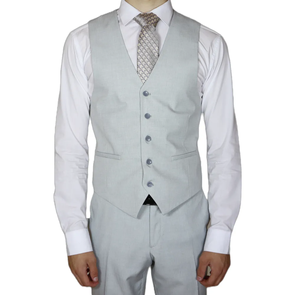 Silver Avanti Milano Peak Lapel Patterned Three Piece Suit