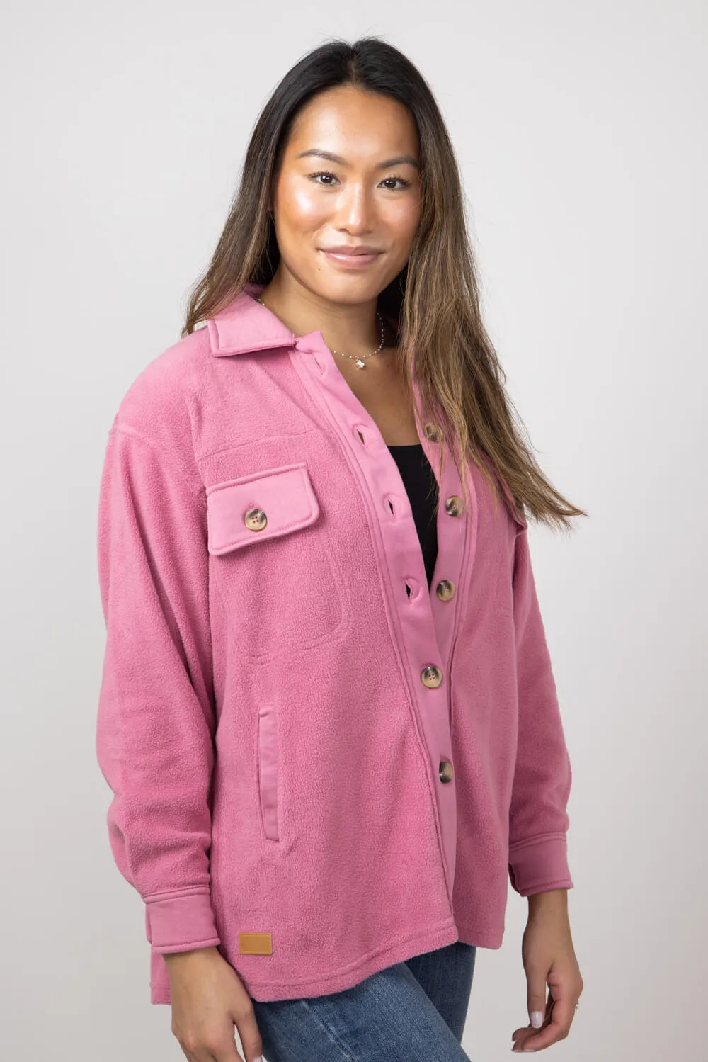 Simply Southern Solid Fleece Shacket for Women in Mauve | PP-0224-SHKT-FLC-MAUVE