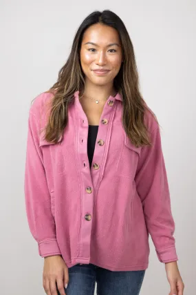 Simply Southern Solid Fleece Shacket for Women in Mauve | PP-0224-SHKT-FLC-MAUVE