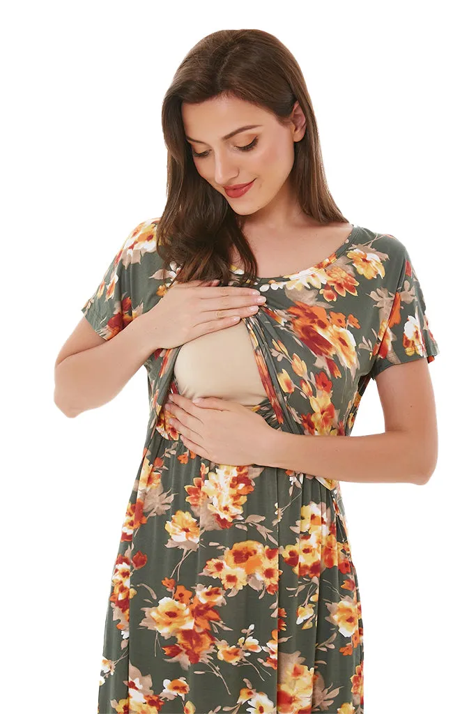 Smallshow Floral Nursing Maxi Dresses