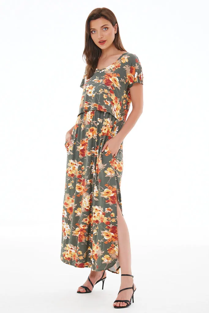 Smallshow Floral Nursing Maxi Dresses