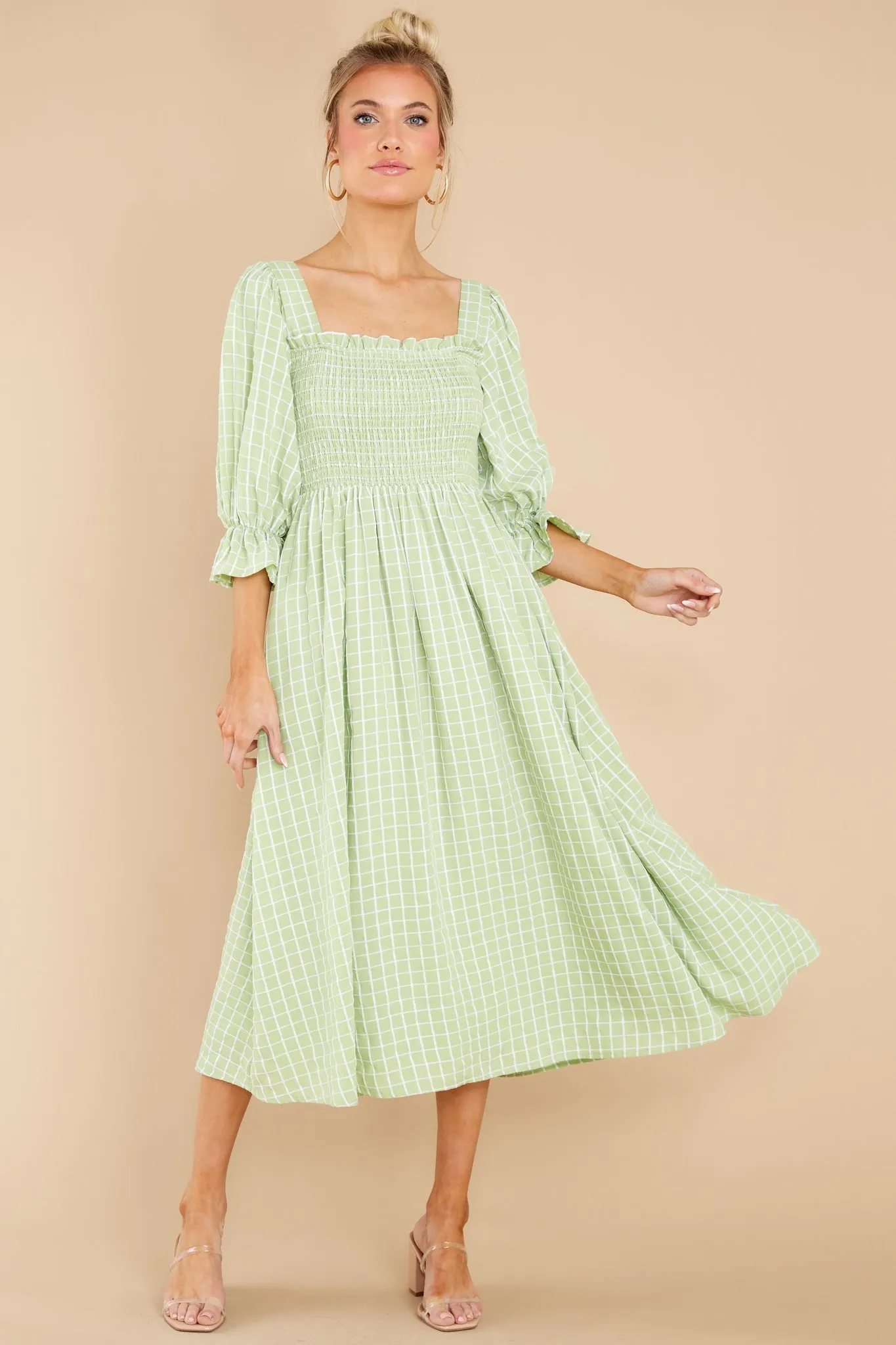 Someone Special Green Print Midi Dress