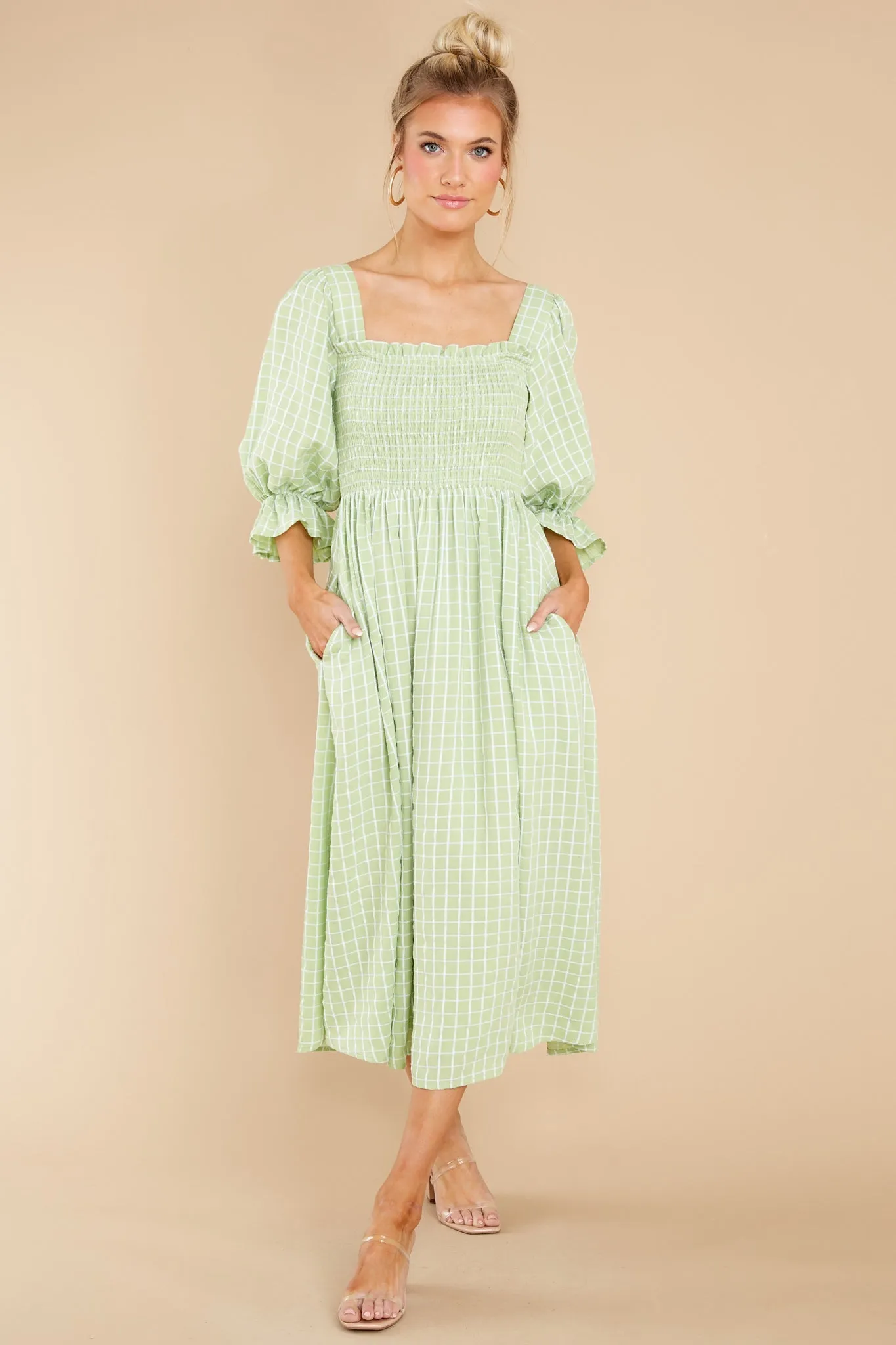 Someone Special Green Print Midi Dress