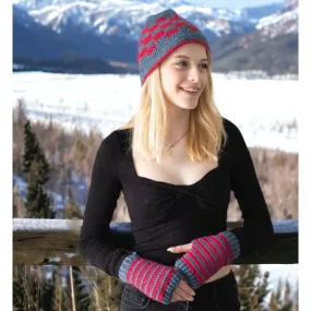 Striped Fingerless Mittens & Bucket Hat Crochet Pattern (N1662)