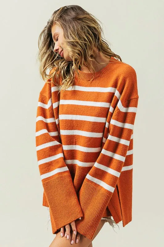 TEEK - Ribbed Hem Stripe Sweater