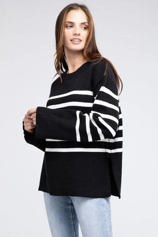 TEEK - Ribbed Hem Stripe Sweater