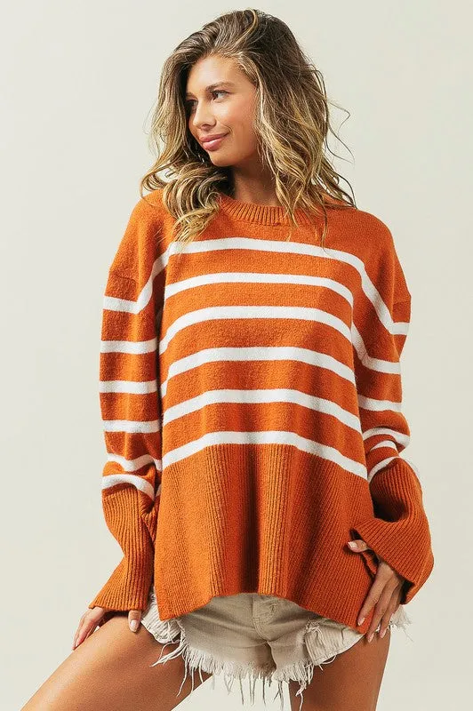 TEEK - Ribbed Hem Stripe Sweater