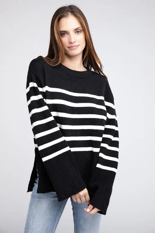 TEEK - Ribbed Hem Stripe Sweater