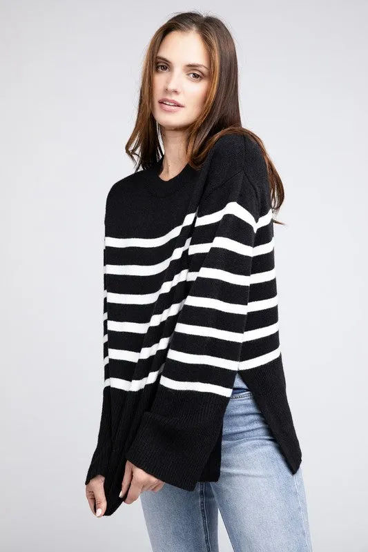 TEEK - Ribbed Hem Stripe Sweater