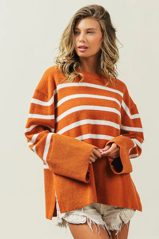 TEEK - Ribbed Hem Stripe Sweater