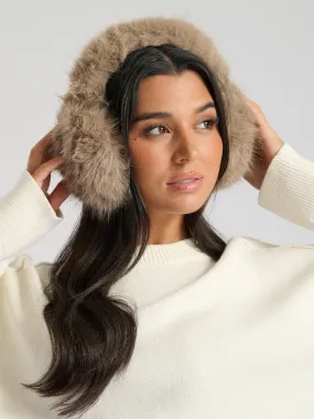 The 'Snowdrop' fluffy ear muff in taupe