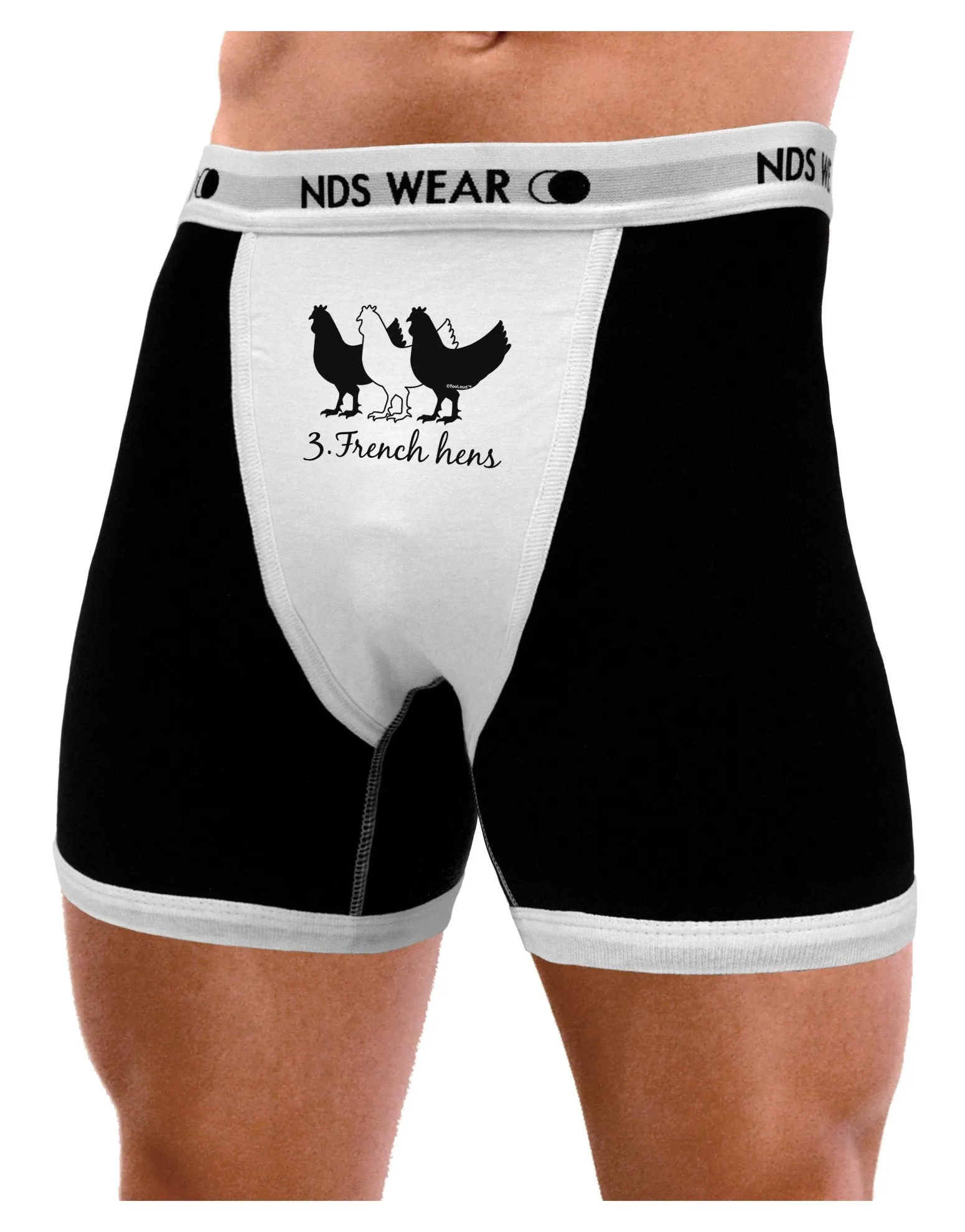 Three French Hens Text Mens Boxer Brief Underwear